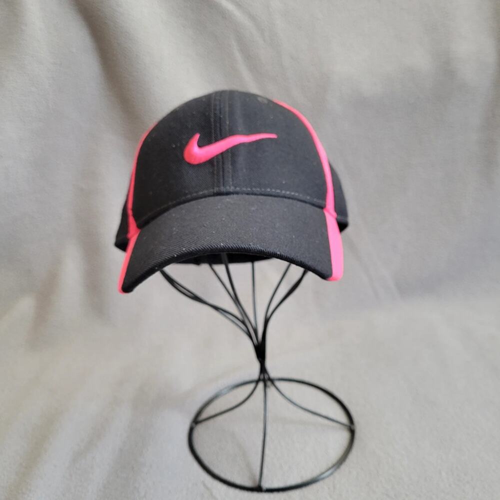 Nike Legacy91 Hat Cap Dri Fit Black Pink Swoosh Adjustable Strap